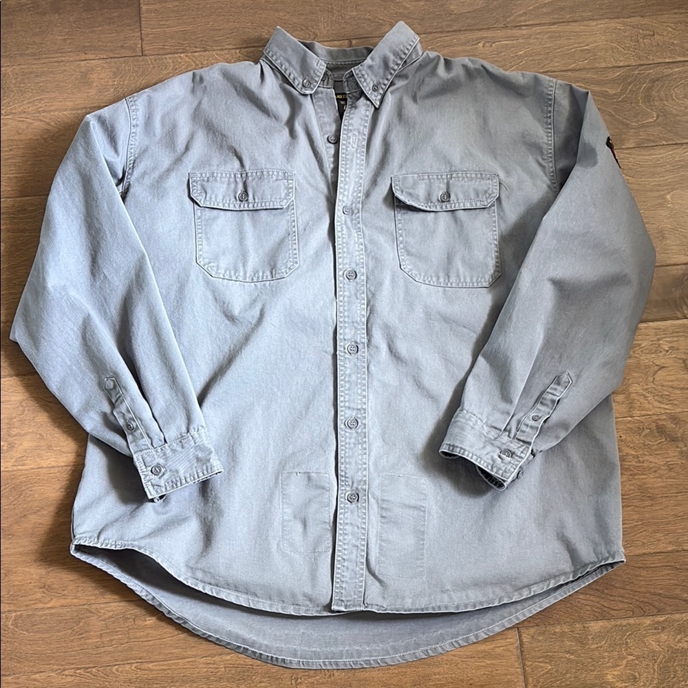 Black Stallion Fire Resistant Long Sleeve Button Down Work Shirt Gray Mens 2XL